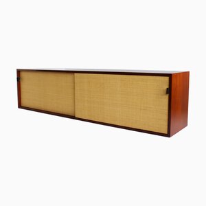 Model 123 Floating Sideboard in Seagrass and Teak by Florence Knoll for Knoll, 1960s