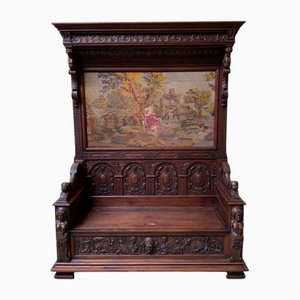 Antique Walnut Bench, 1880s
