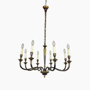 Mid-Century Italian Brass 8-Arm Chandelier, 1950s