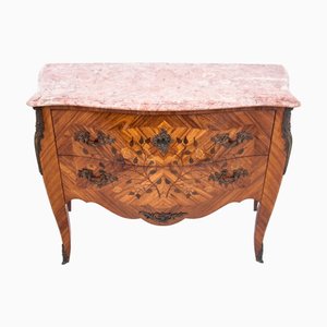 Chest of Drawers with Intarsia and Marble Top, France, 1880s