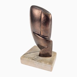 Vintage Abstract Ceramic Sculpture on Marble Base, 1960s