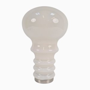 Vintage Space Age Bulb Table Lamp in White Glass, Germany, 1970s