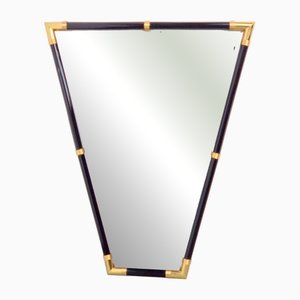 Miroir Regency en Métal Noir et Doré, Italie, 1970s