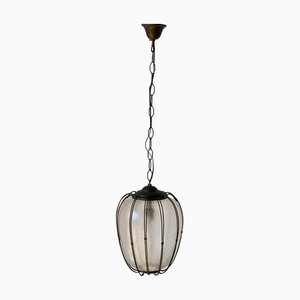 Mid-Century Frosted Pulegoso Glass Pendant attributed to Angelo Lelli for Aredoluce, Italy, 1950s