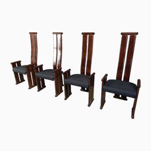 Post Modern Esszimmerstühle mit hoher Rückenlehne, 1970er, 4 . Set