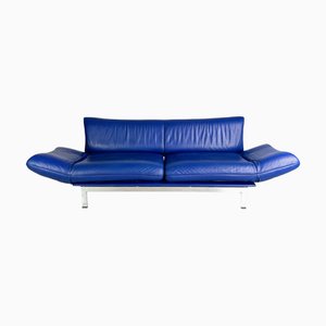 Divano DS 140 a due posti in pelle blu di de Sede