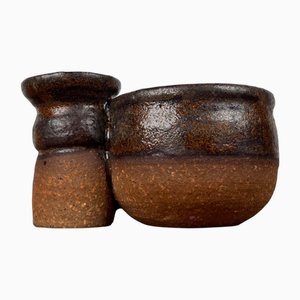 Mid-Century Modern Danish Studio Pottery Candleholder and Bowl, 1960s