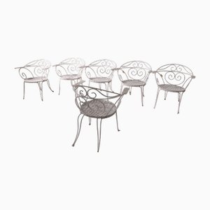 Vintage Italian Iron Garden Chairs in White, 1950, Set of 6