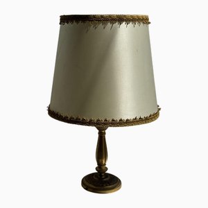 Small Gold-Plated Brass Lamp with Cream Shade