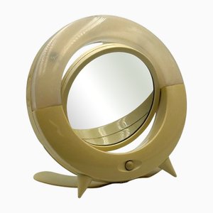 Space Age Mirror with Light in Ivory Color, 1990s