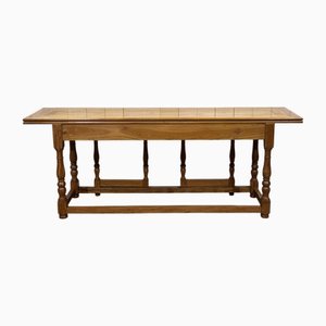 Large Blond Mahogany Folding Console, India, 1980s