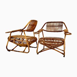 Italienische Rattan Sessel, 1960er, 2er Set