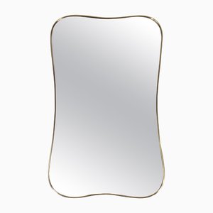 Mid-Century Modern Italian Polish Brass Wall Mirror, 1950