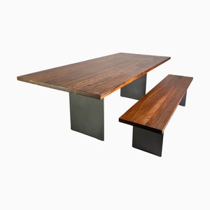 Esstisch & Bank SC 41 in Nussholz von Janua Christian für Seisenberger, 2er Set