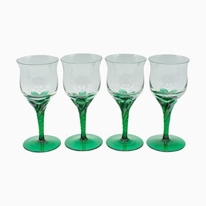 Französische Vintage Art Deco Aperitifgläser aus mundgeblasenem Glas, 1940, 4er Set