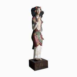 Figura exótica vintage de madera, años 50