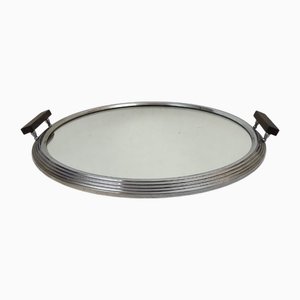 Vintage Art Deco Round Mirror Tray, 1930s