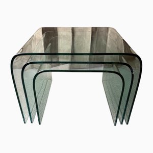 Curved Glass Table in the style of Angelo Cortesi, 1970s, Set of 3