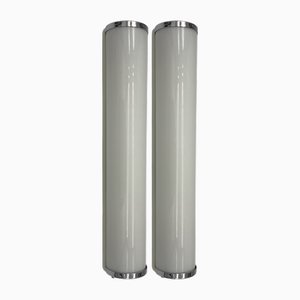 Large Glass Wall Lamps attributed to Greco, Italy, 1940s, Set of 2