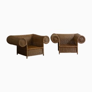 Set de Chaises en Osier Tissé Main de Vivai Del Sud, 1970