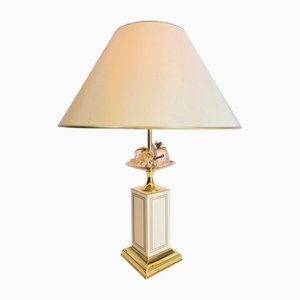 Vintage Regency Brass Crystal Fruit Table Lamp from Le Dauphin, 1970s