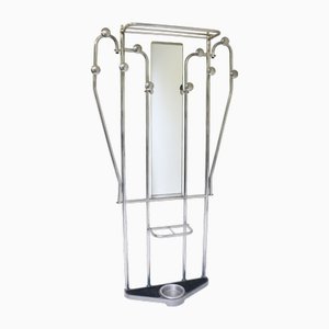 Art Deco Garderobenständer aus poliertem Aluminium, 1920