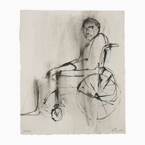 Ruth Schloss, Mann im Rollstuhl, 1990, Mixed Media Drawing on Paper