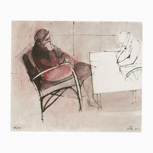Ruth Schloss, Zwei alte Menschen, 1990, Mixed Media Zeichnung auf Papier