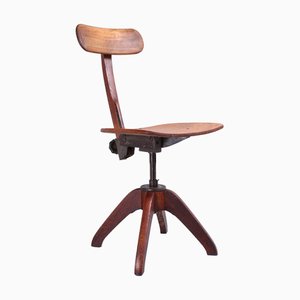 Silla de arquitecto industrial de madera y hierro de Atvidaberg, años 30