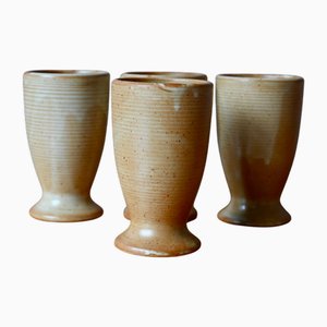 Wabi Sabi Style Mazagrans in Stoneware from Grès Village, Set of 4