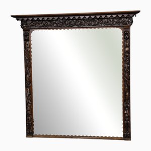 Antique Carved Mahogany Overmantle Mirror, 1900