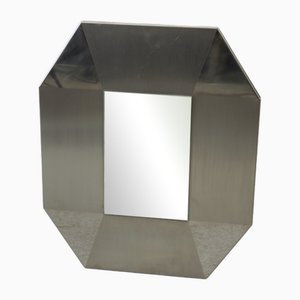 Vintage Mirror in Brushed and Chrome-Plated Stainless Steel, 1970s