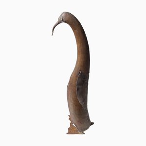Vintage Tall Brutalist Copper Pinguin Sculpture, 1970s