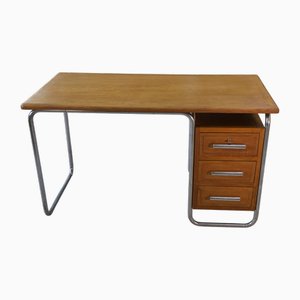 Bauhaus Schreibtisch aus Chromrohr & Eiche von Kovona, 1960er