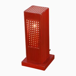Lámpara de mesa vintage de aluminio lacado en rojo, años 70