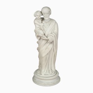 Statue of Saint Joseph and the Baby Jesus, Early 1900s, Biscuit Porcelain
