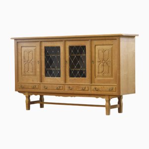 Credenza alta in vetro di quercia di Henning Henry Kjaernulf, Danimarca, anni '60