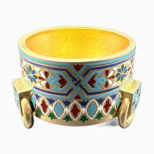 Russian Salt Cellar in Gilded and Enamelled Silver by Ivan Shlebnikov, 1881