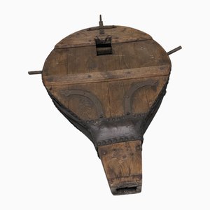 Grande mantice da fabbro in legno, cuoio e ferro, primi '900