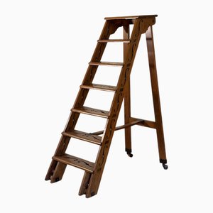 19th Century Walnut Library Ladder