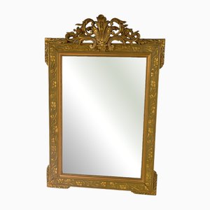 Espejo antiguo grande dorado, década de 1800