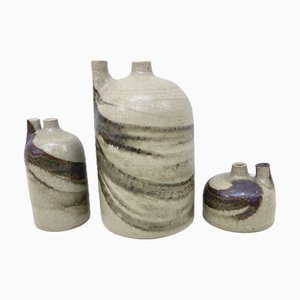 Studio Pottery Vases by Mobach, 1980s, Set of 3