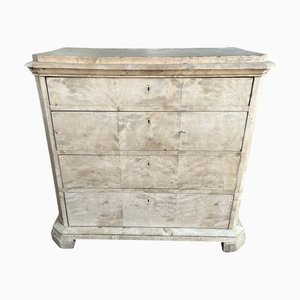 Antique Danish Biedermeier Bleached Maple Chest of Drawers, 1800s