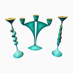 Portacandele in ottone, anni '60, set di 3