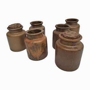 Französische Vintage Senf Töpfe aus Steingut von Armand Bizouard, 1950er, 6er Set
