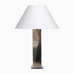 Large Table Lamp in Silver and Gilt Metal, 1980s