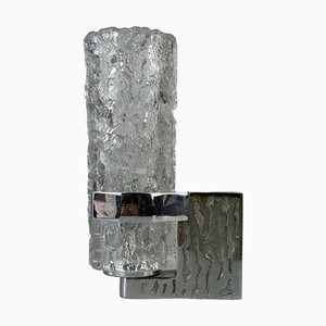 Brutalistische Wandlampe aus Glas & Chrom, Deutschland, 1960er