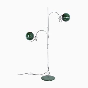 Adjustable Dark Green Double Eyeball Arc Floor Lamp by Gepo, 1970s