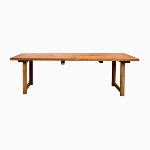 Large Brutalist Beech Farmhouse Table, 1950