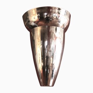 Large Art Deco French Chrome-Plated Metal Sconce, 1940s